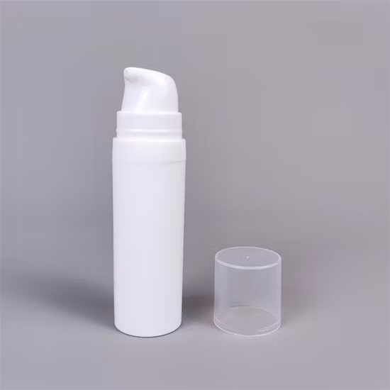 Flacone cilindrico con pompa airless in plastica PP bianca da 5 ml, 10 ml, 15 ml con pompa per lozione a scatto di Kinpack