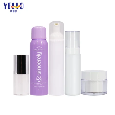 Confezione cosmetica vuota OEM Contenitori in plastica acrilica Bottiglie airless Set di bottiglie per lozione spray in schiuma