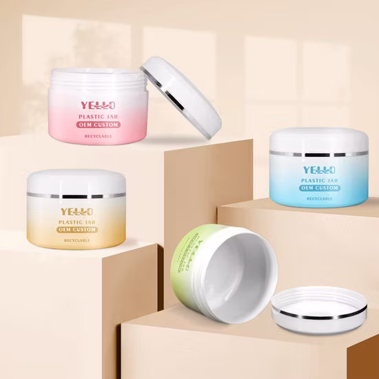 Confezione cosmetica personalizzata per la cura della pelle Vasetti di crema in plastica da 30 g, 50 g, 100 g, 200 g, 250 g, 500 g con cucchiaio