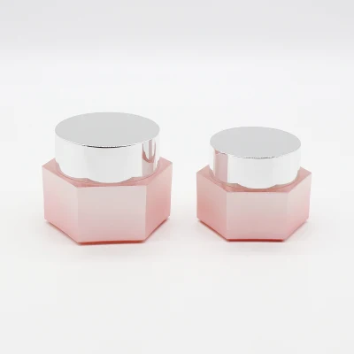 Set di flaconi cosmetici di lusso in plastica acrilica quadrata rosa da 30 g 50 g